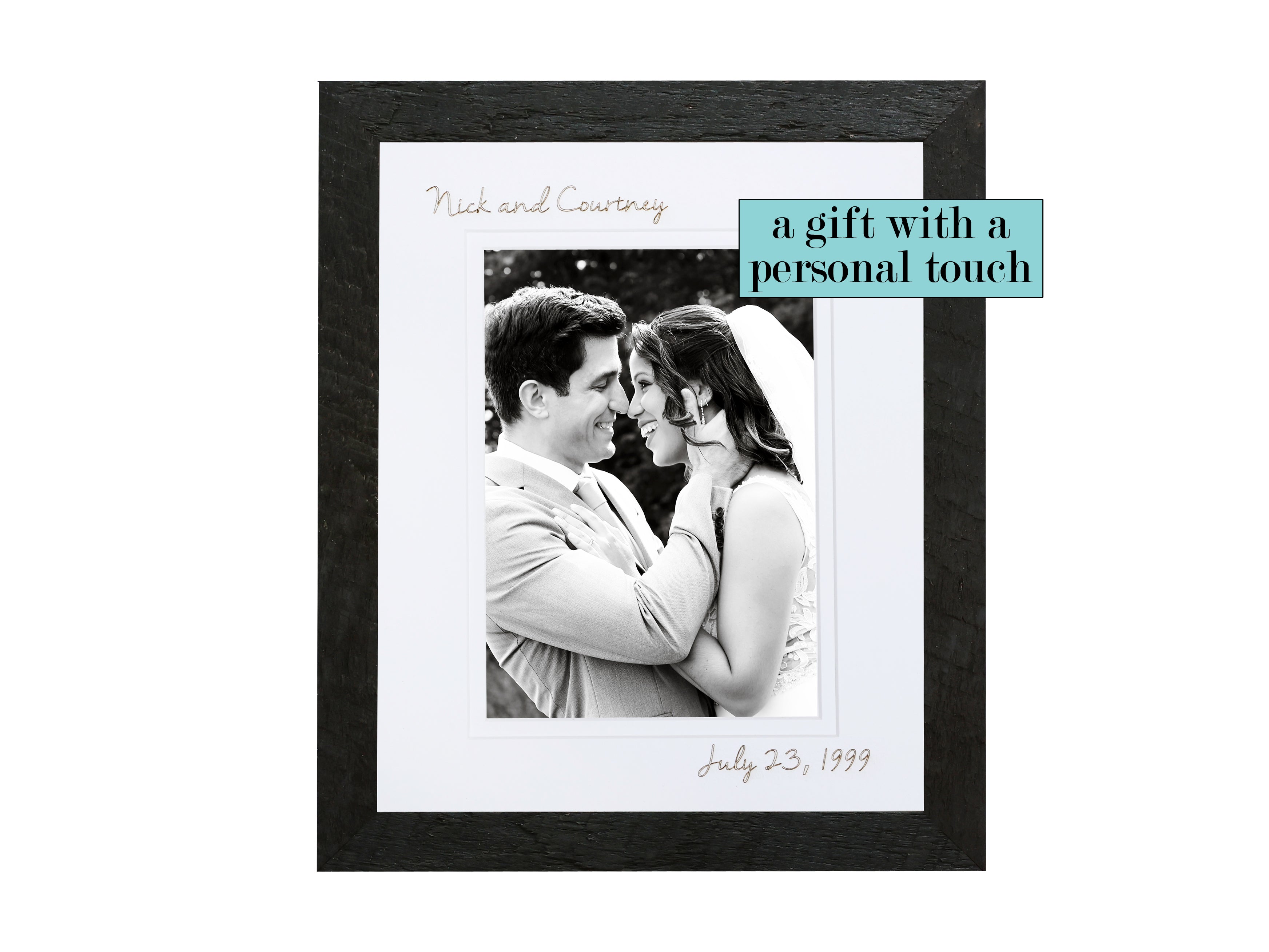 Personalized Rustic Frame 8x10 - showcases a 5x7 A great gift for engaged couples, newlweds and wedding anniversaries
