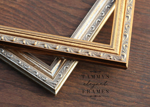 1-1/4" Ornate, Antique Gold and Silver Picture Frame