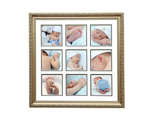 16x16 Silver Collage Frame, Picture Frame Collage with 9 Photo Openings