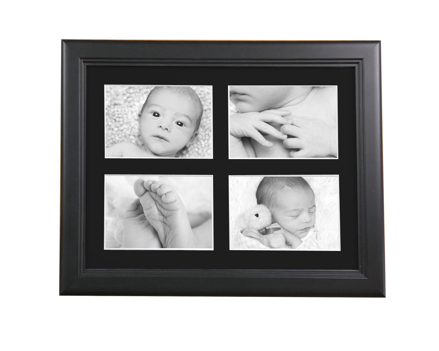 Minimalist Black 4x6 4-Photo Collage Frame Black Mat
