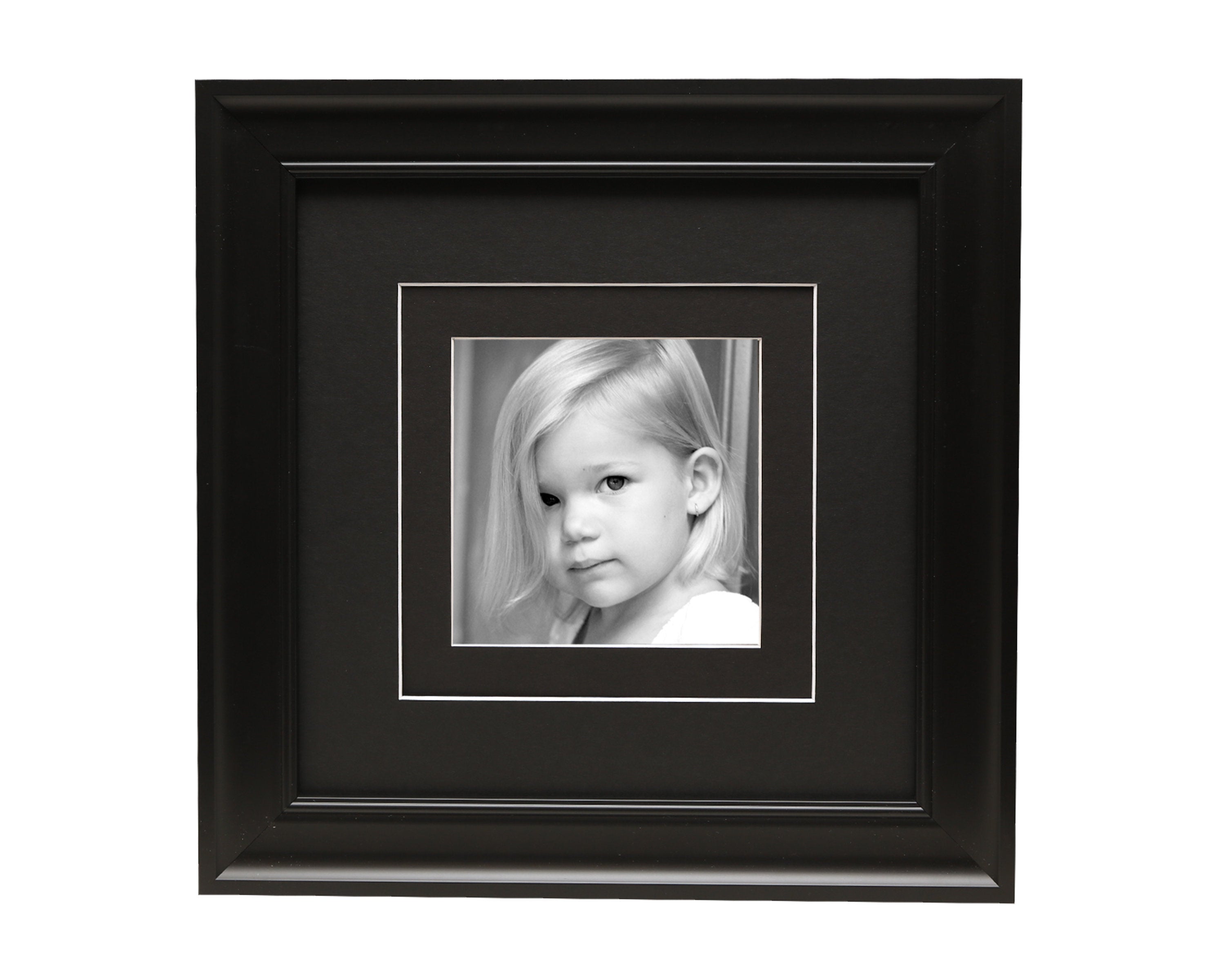Black Photo Frame - Double Mat, 12 x 12 Square Picture Frame